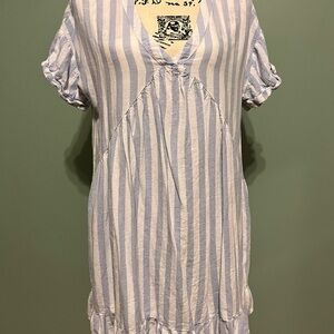 Cupio Blue and White Striped Linen Dress